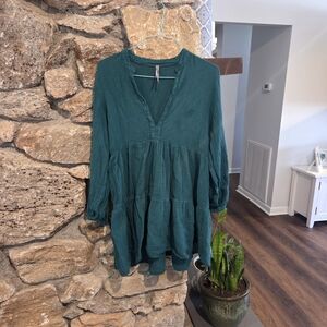 Anthropologie Deep Green V-Neck Tunic